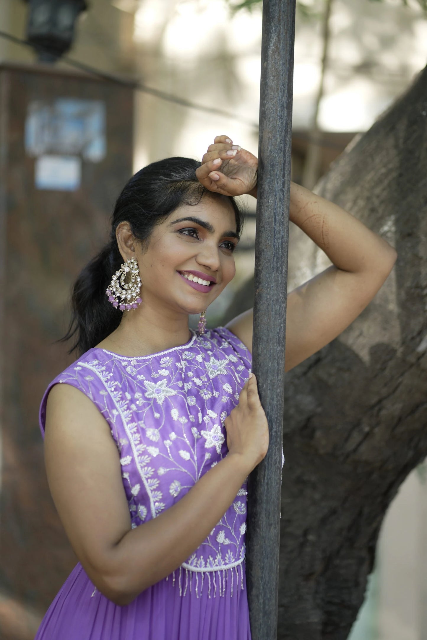 Lilac Tiered Long Frock