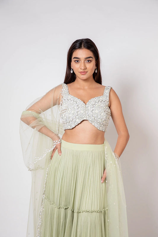 Pista Green Lehanga Set