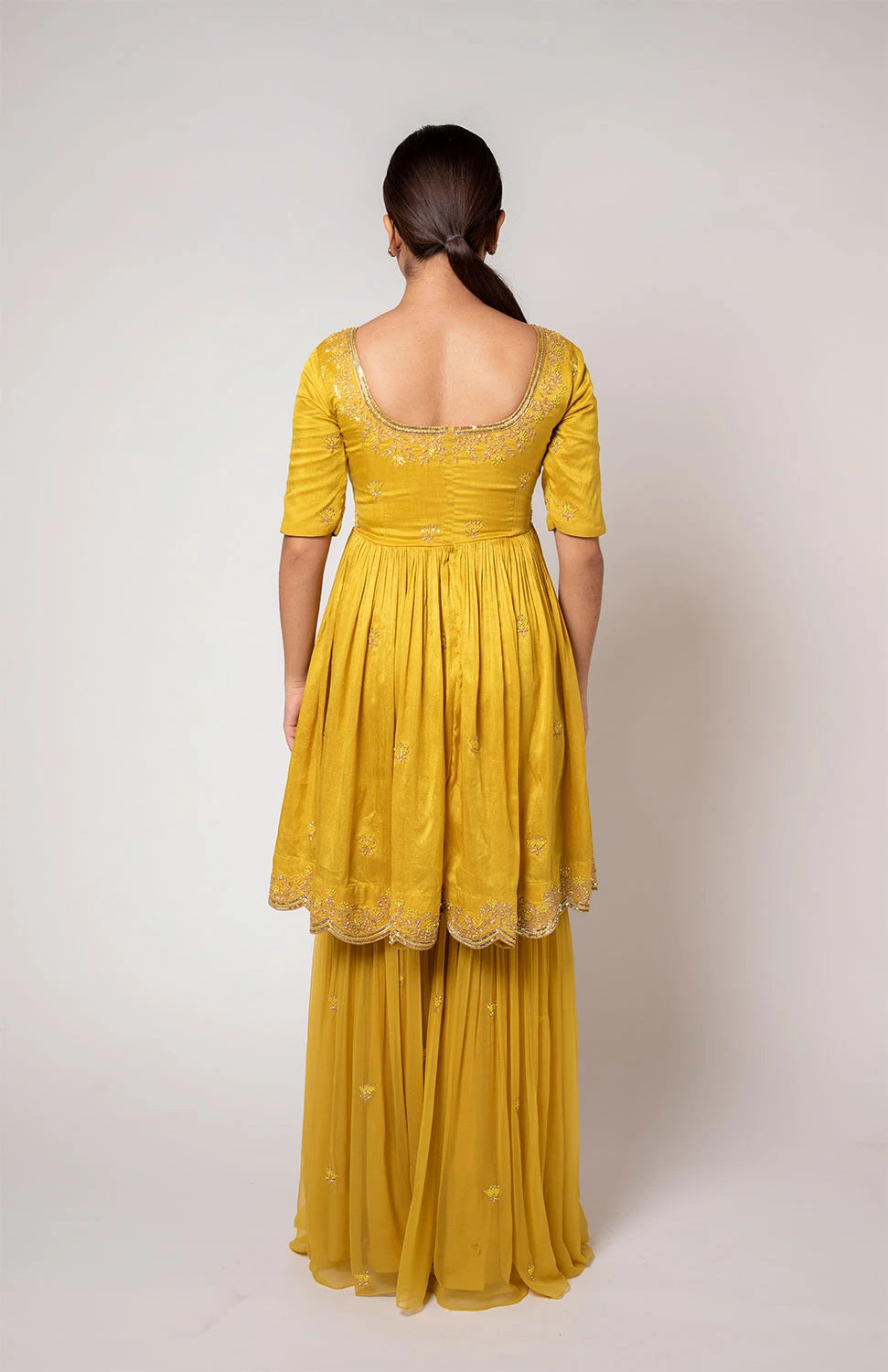 Mustard Yellow Sharara Set