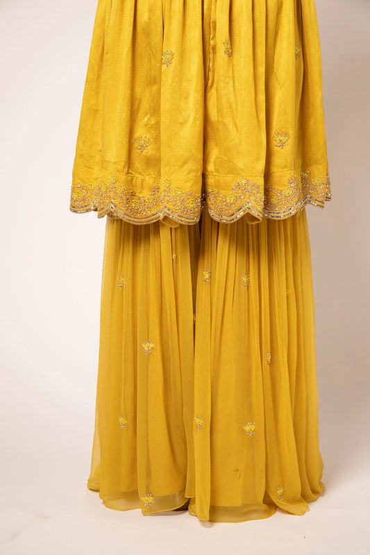 Mustard Yellow Sharara Set