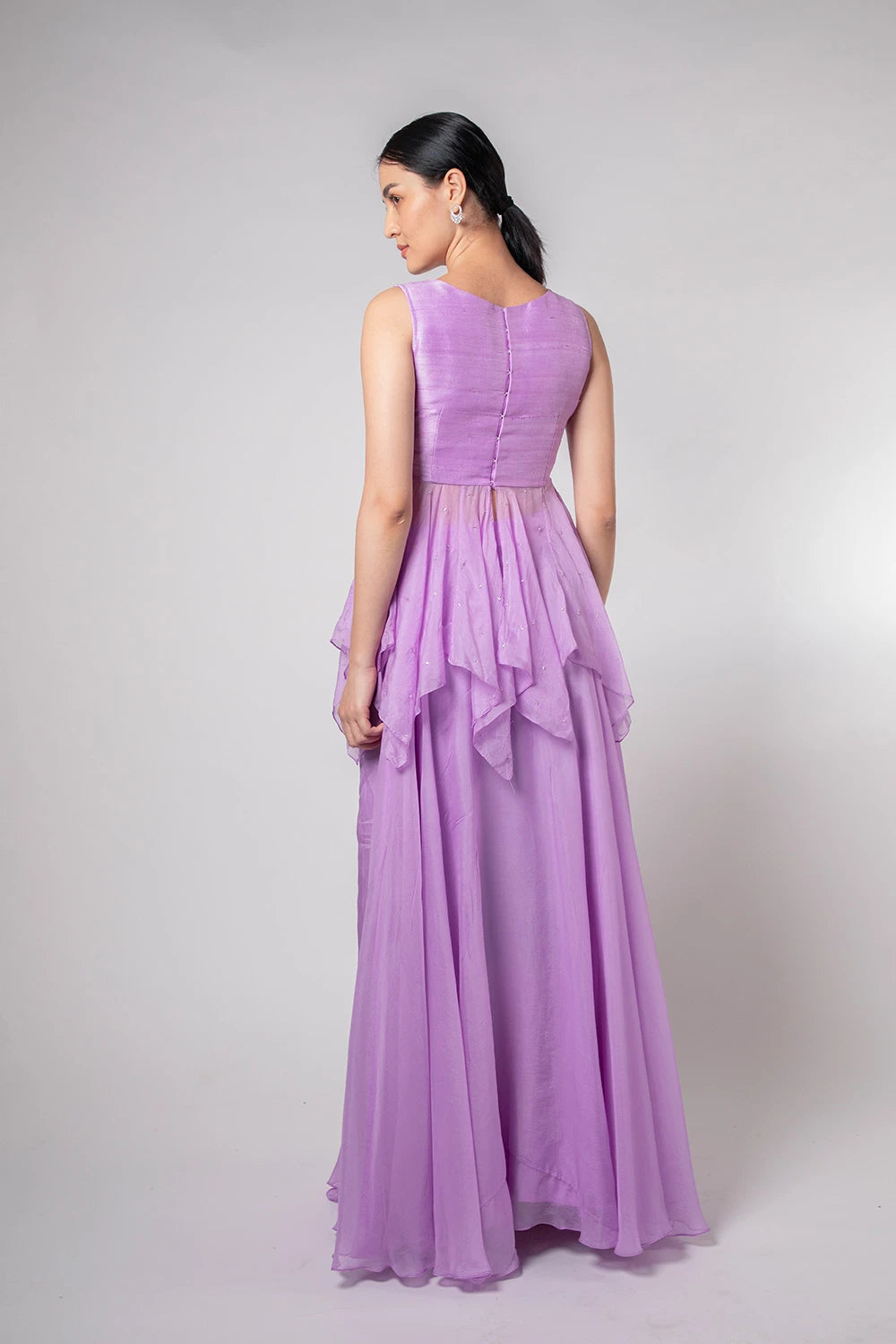 Lavender Embellished Peplum Lehanga Set