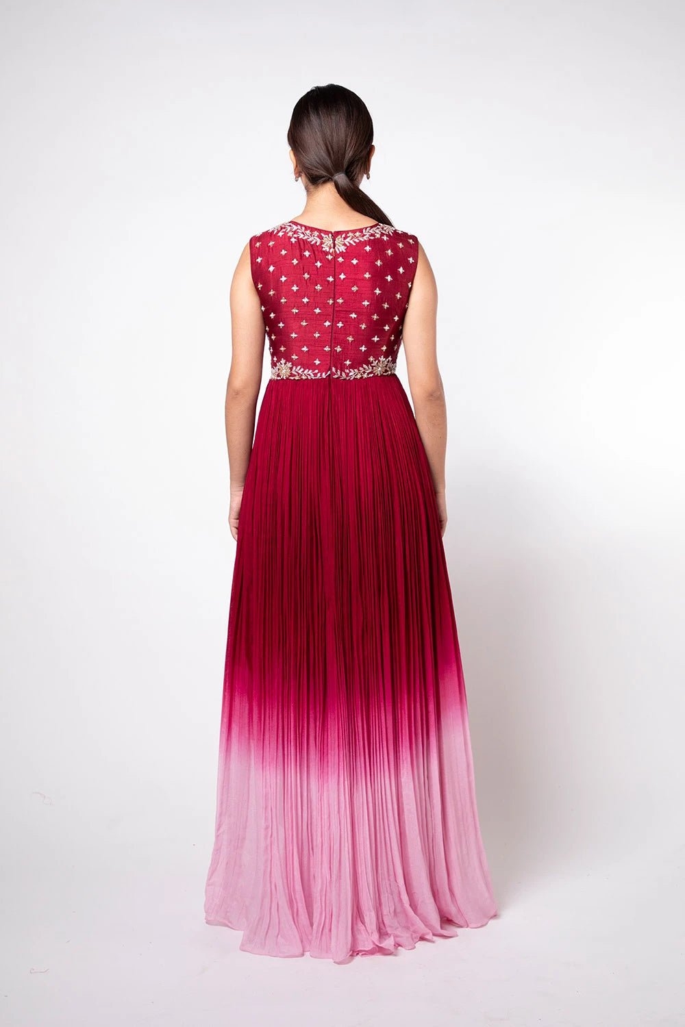 Ruby Wine Ombre Long Gown