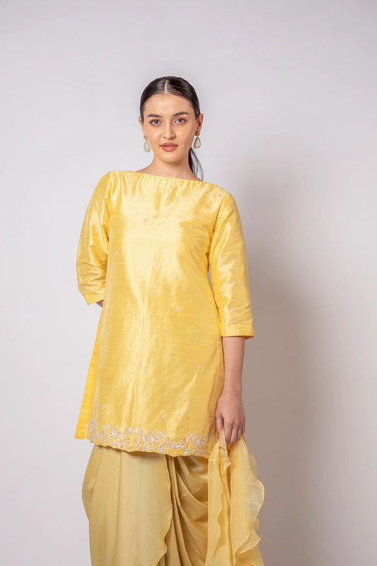 Yellow Mellow Melts Kurti and Dhoti