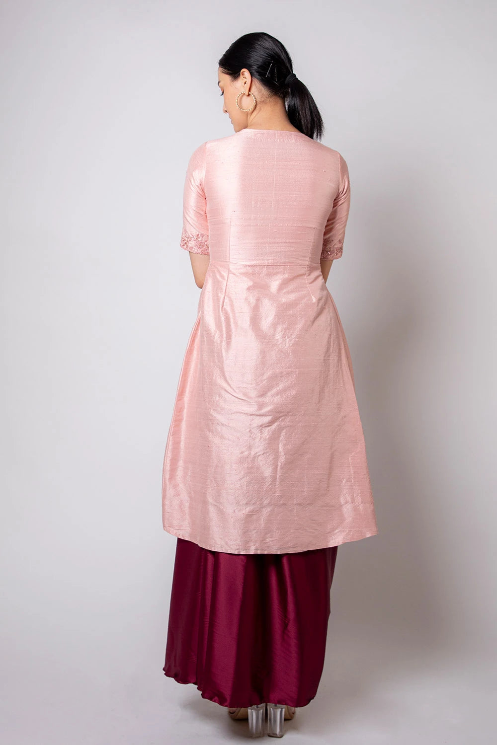 Pink Scalloped Cape and Dhoti