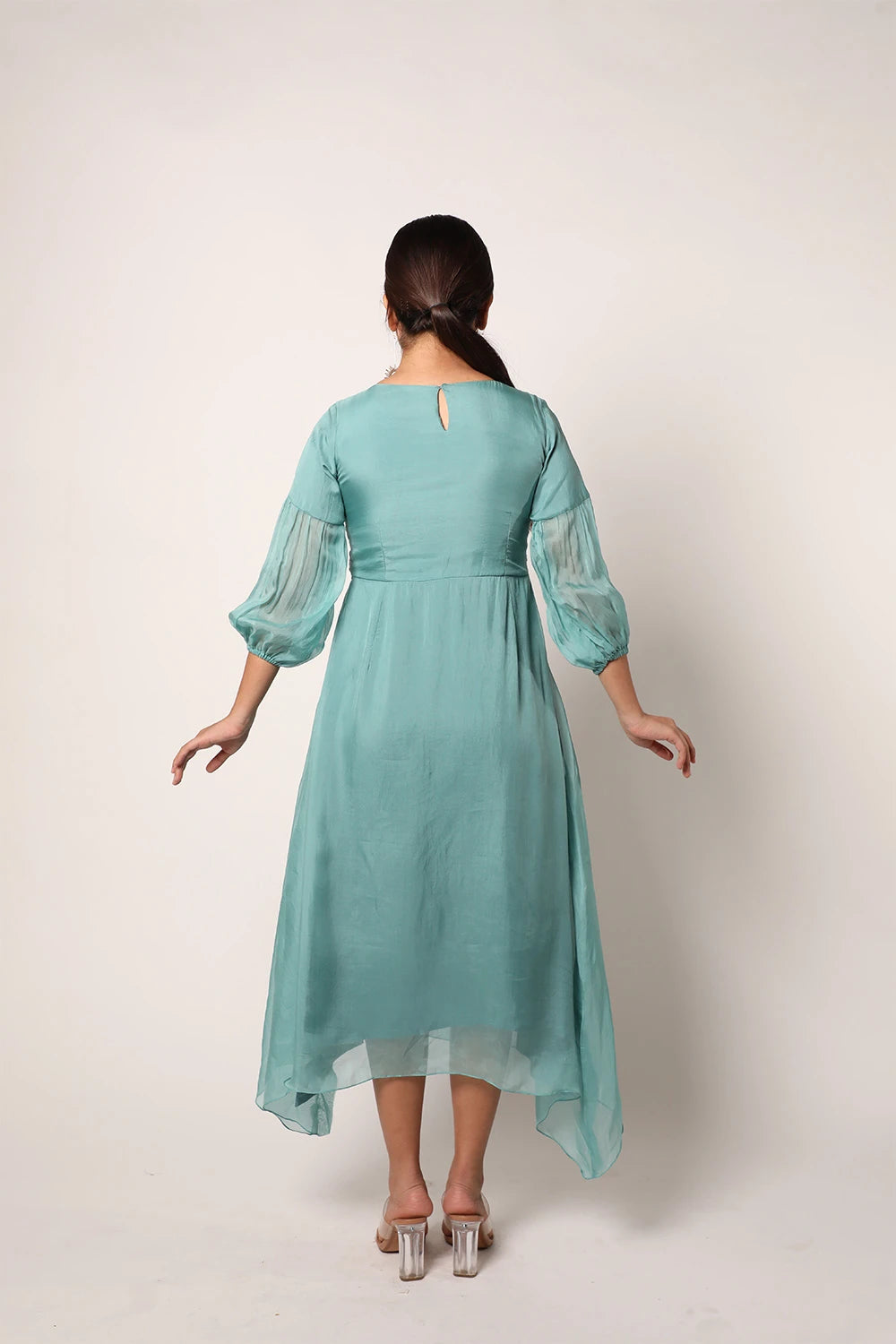 Sea Green Calf Length Dress