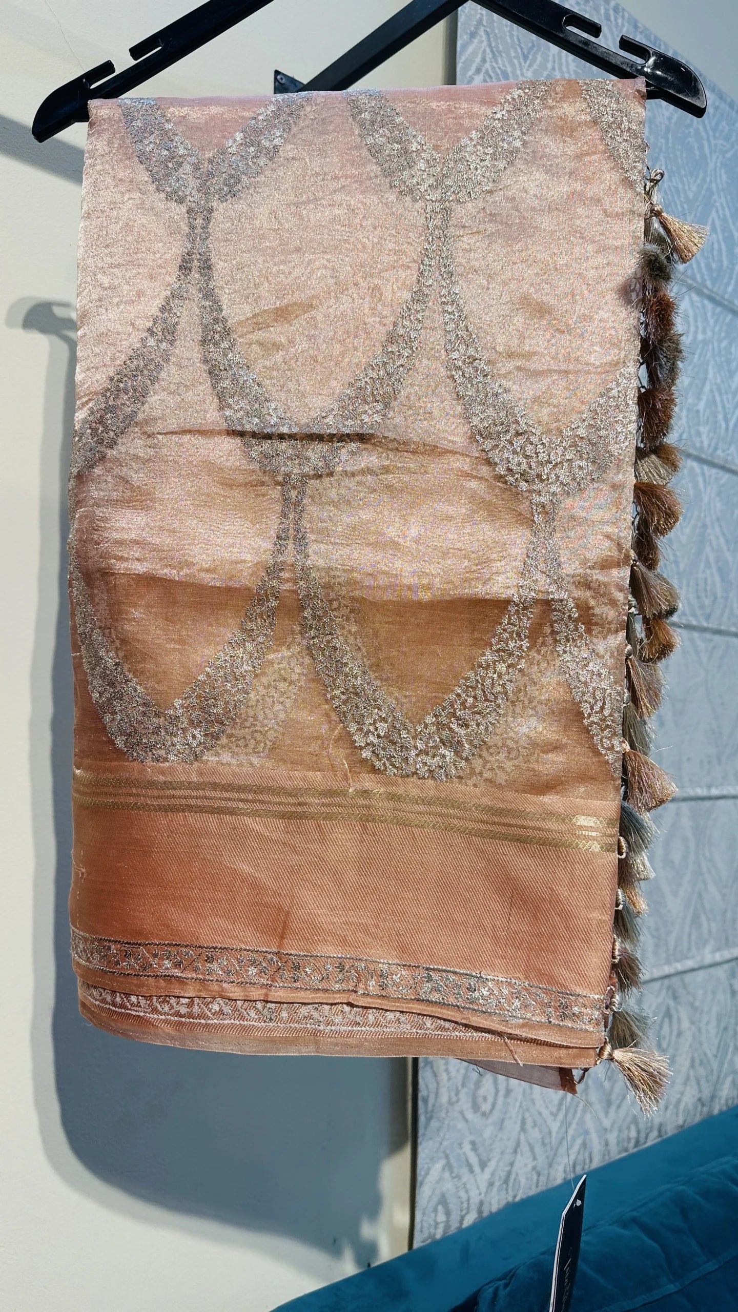 Peach Banaras Tissue Saree