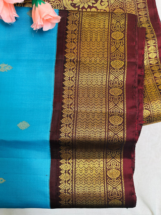 Turquoise Blue Gadwal Pattu Saree