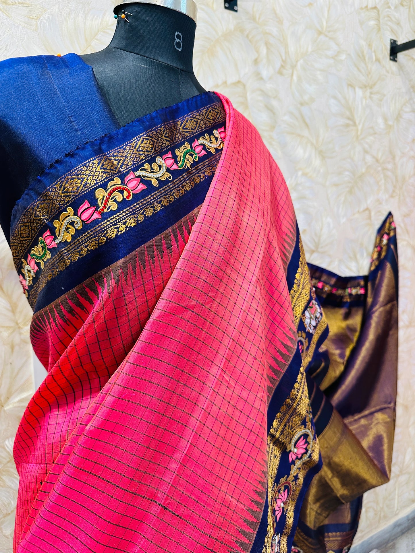Pink Gadwal Tanjore Saree