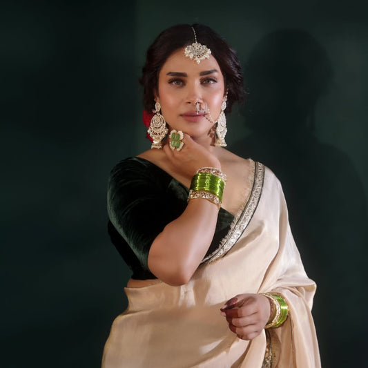 Velvet Blouse Georgette Lehenga Set