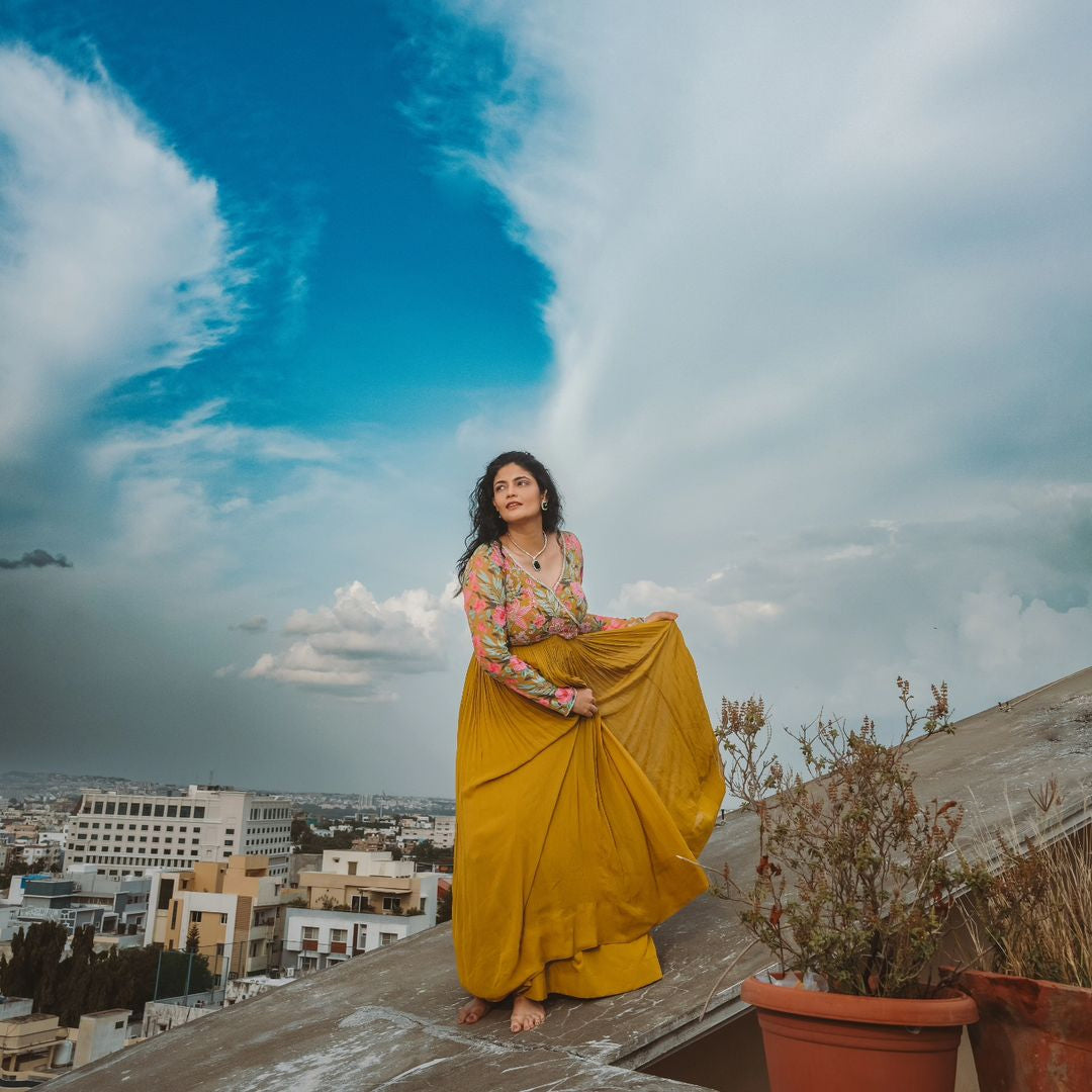 Daffodil Georgette Flared Long frock