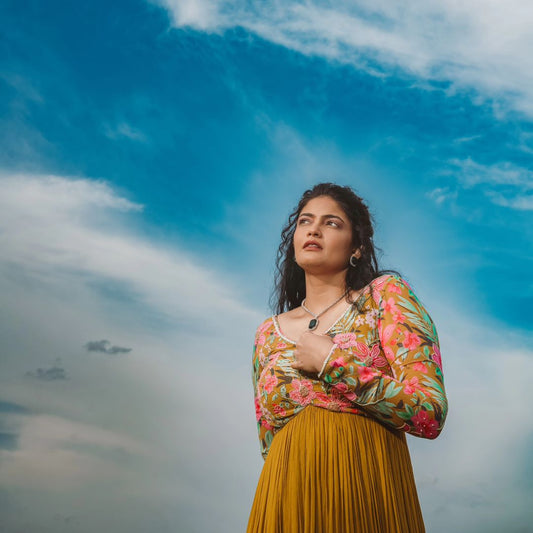 Daffodil Georgette Flared Long frock