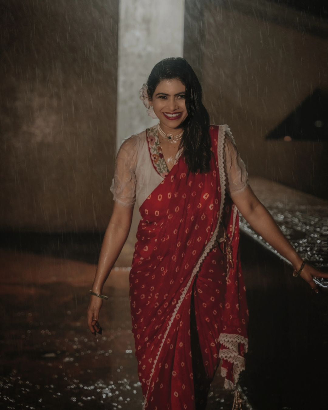 Royal Red Bandhani Georgette Saree