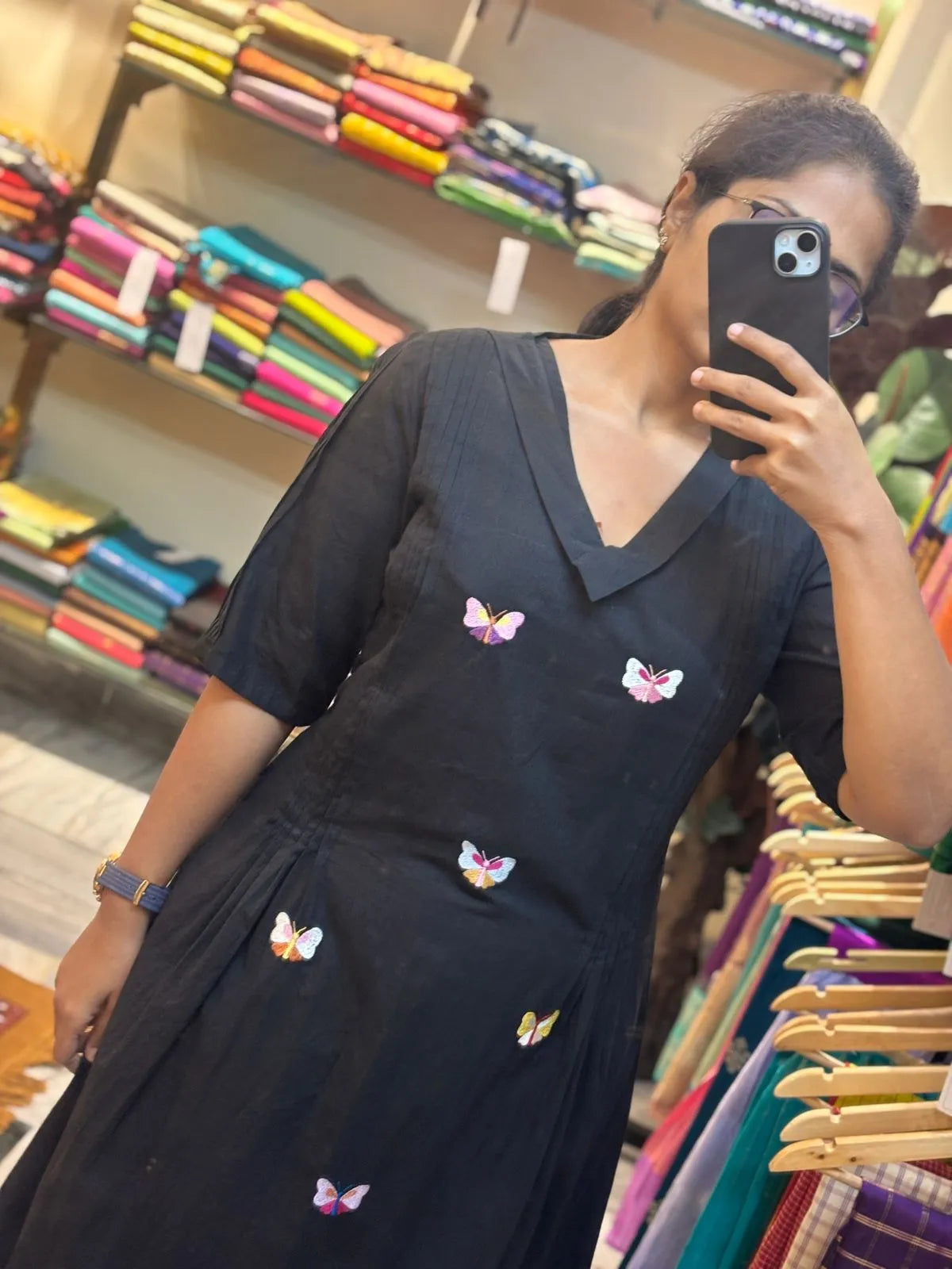 Midnight Butterfly Embroidered Frock