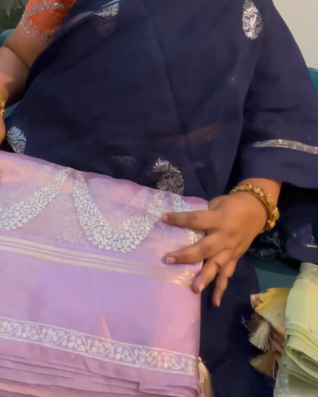 Lavender Banaras Tissue Saree