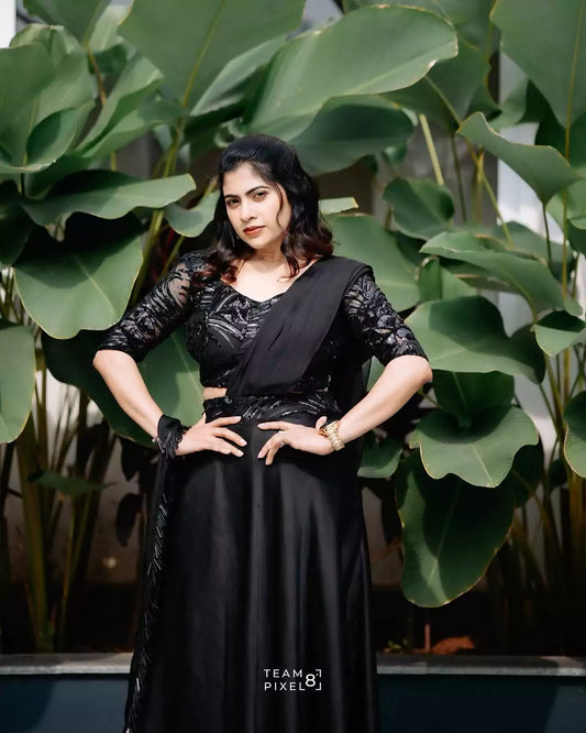 Regal Black Organza Lehenga Set