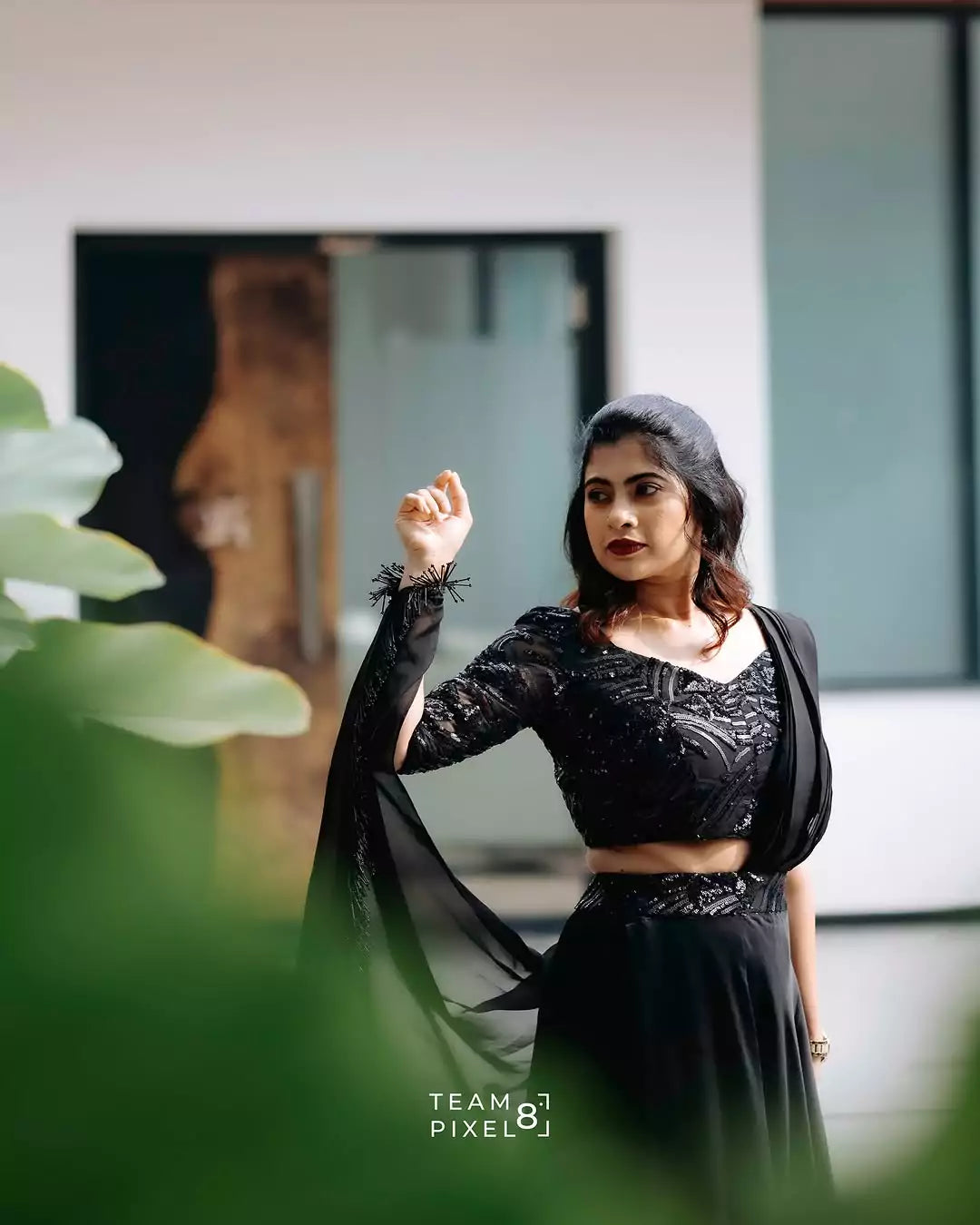 Regal Black Organza Lehenga Set