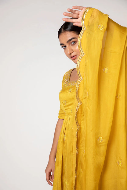 Mustard Yellow Sharara Set