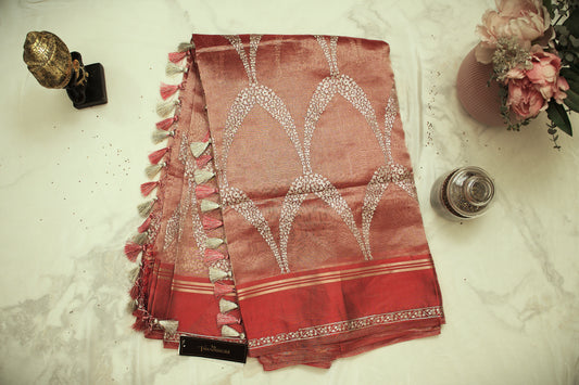 Crimson Red Banaras Tissue Saree