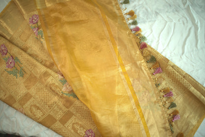 Tissue Self Weaver with Embroidery Saree