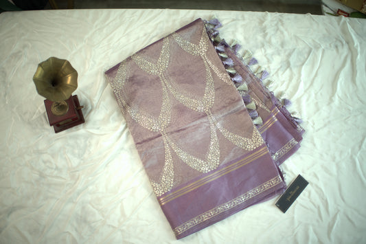 Lavender Banaras Tissue Saree