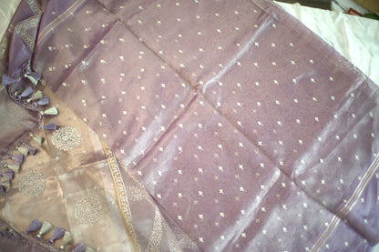 Lavender Banaras Tissue Saree